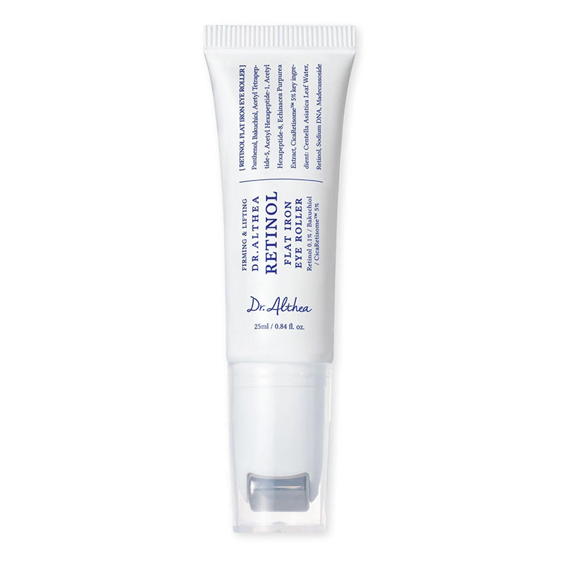 DR. ALTHEA Retinol Flat Iron Eye Roller 25 ml, sérum coreano para el contorno de ojos con retinol y aplicador metálico roller