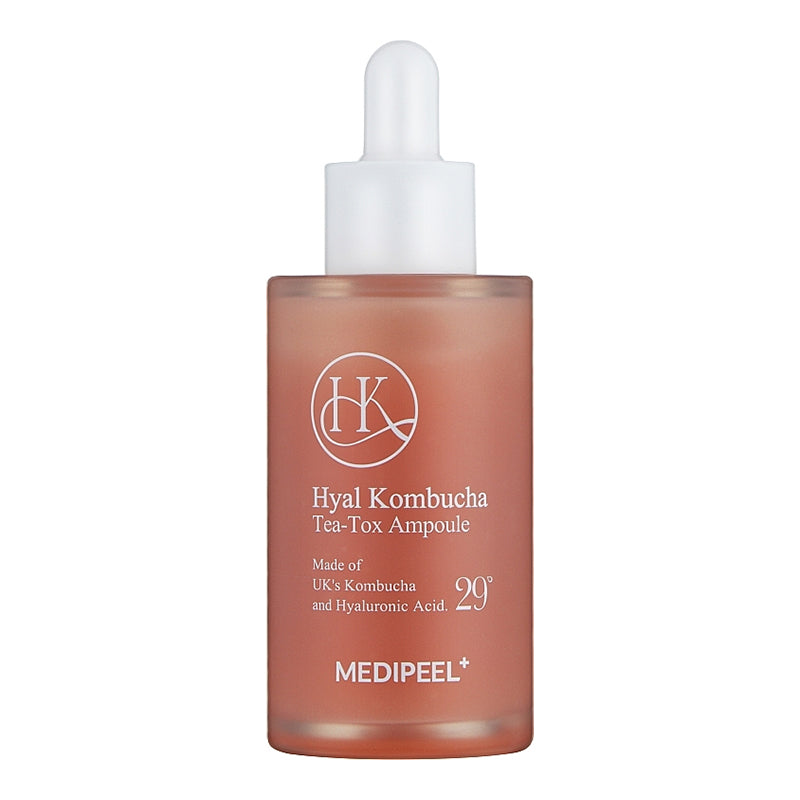 MEDI-PEEL Hyal Kombucha Tea-Tox Ampoule 50 ml, sérum coreano con kombucha y ácido hialurónico en frasco con cuentagotas blanco