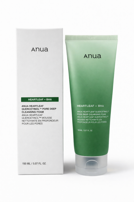 Espuma limpiadora profunda con heartleaf y quercetinol de Anua para limpiar poros y piel sensible
