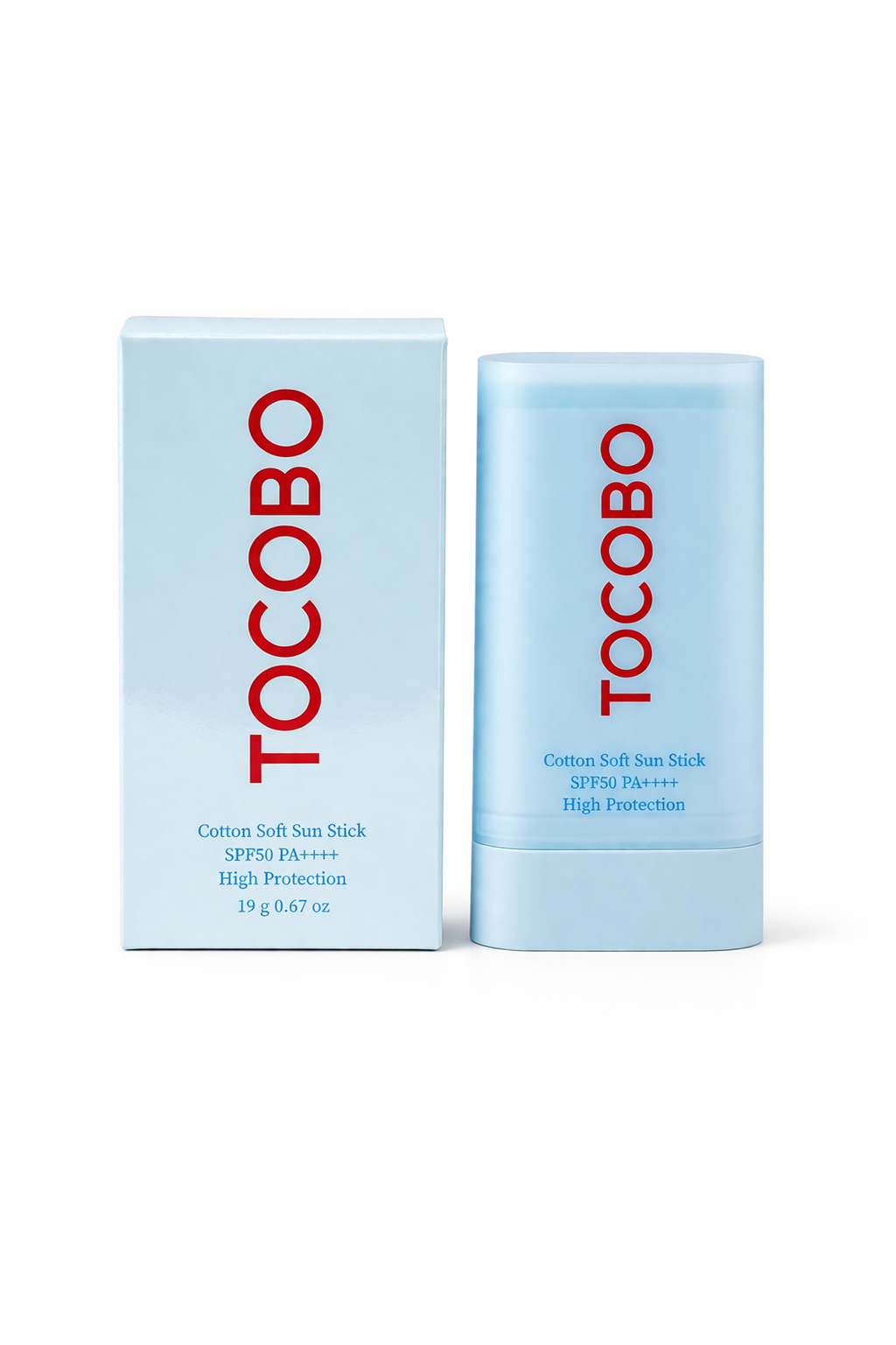 Protector solar en barra TOCOBO Cotton Soft SPF50+ PA++++ con acabado suave y protección alta