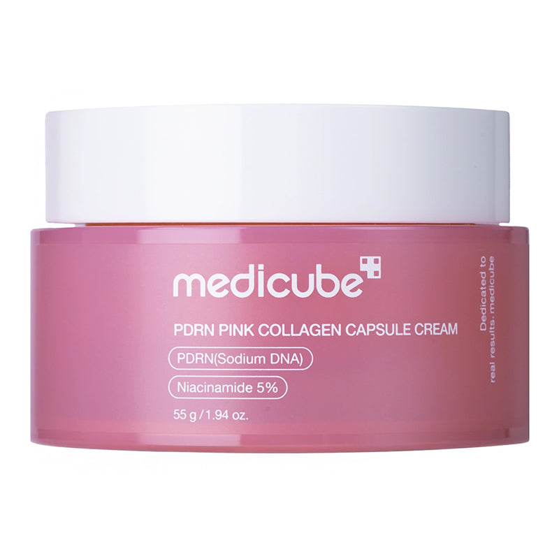 MEDICUBE PDRN Pink Collagen Capsule Cream 55 g, crema facial coreana hidratante con cápsulas rosas de PDRN y colágeno