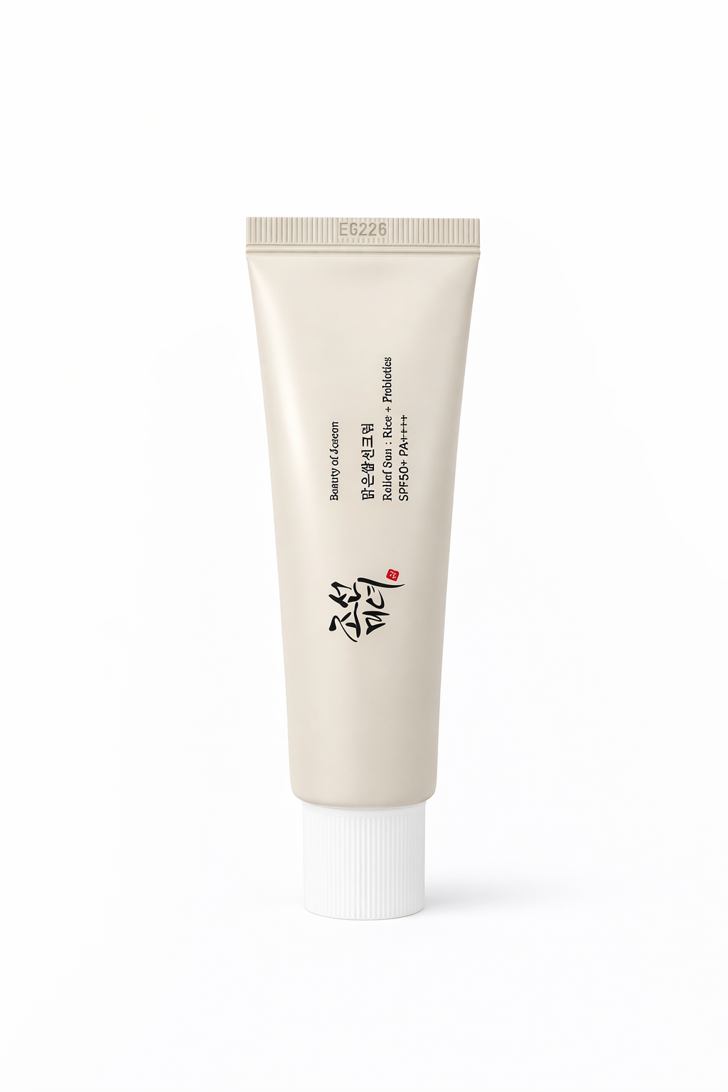 Protector solar Beauty of Joseon Relief Sun Rice + Probiotics SPF50+ que hidrata la piel, calma y protege contra los rayos UV
