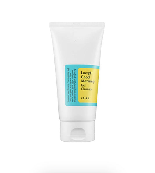 Gel limpiador facial COSRX Low pH Good Morning que limpia suavemente la piel, mantiene el equilibrio del pH y ayuda a calmar la piel sensible