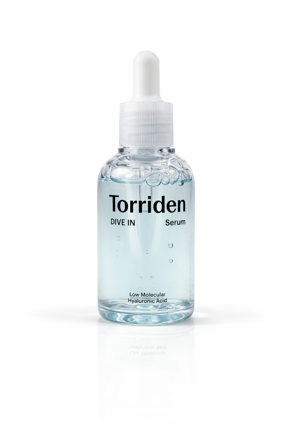Sérum facial Torriden DIVE-IN con ácido hialurónico de bajo peso molecular que hidrata profundamente y mejora la elasticidad de la piel